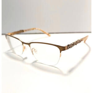 BEBE BB5177 200 Topaz Studded Glasses Golden Frames Size: 52-17-135 ONLY FRAMES